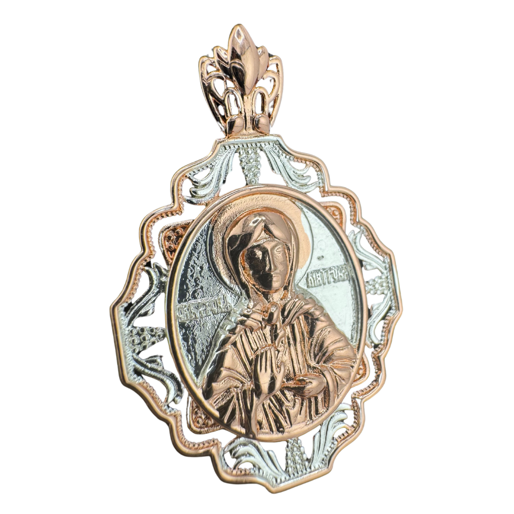 St. Matrona Pendant Plated in Two-Tone Gold (Rose and White) St. Matrona Pendant Plated in Two-Tone Gold (Rose and White)
